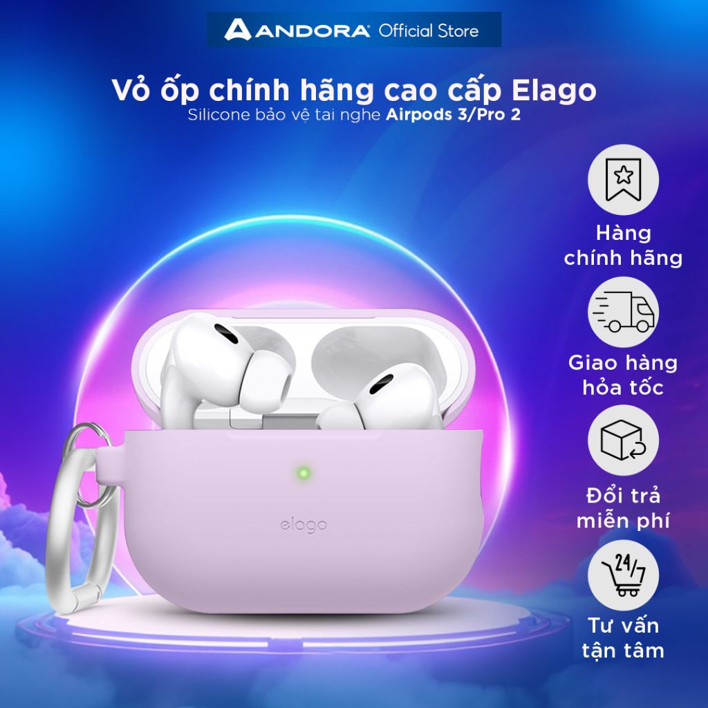 Vỏ ốp chính hãng cao cấp Elago Silicone bảo vệ tai nghe Airpod.s 3/Pro 2