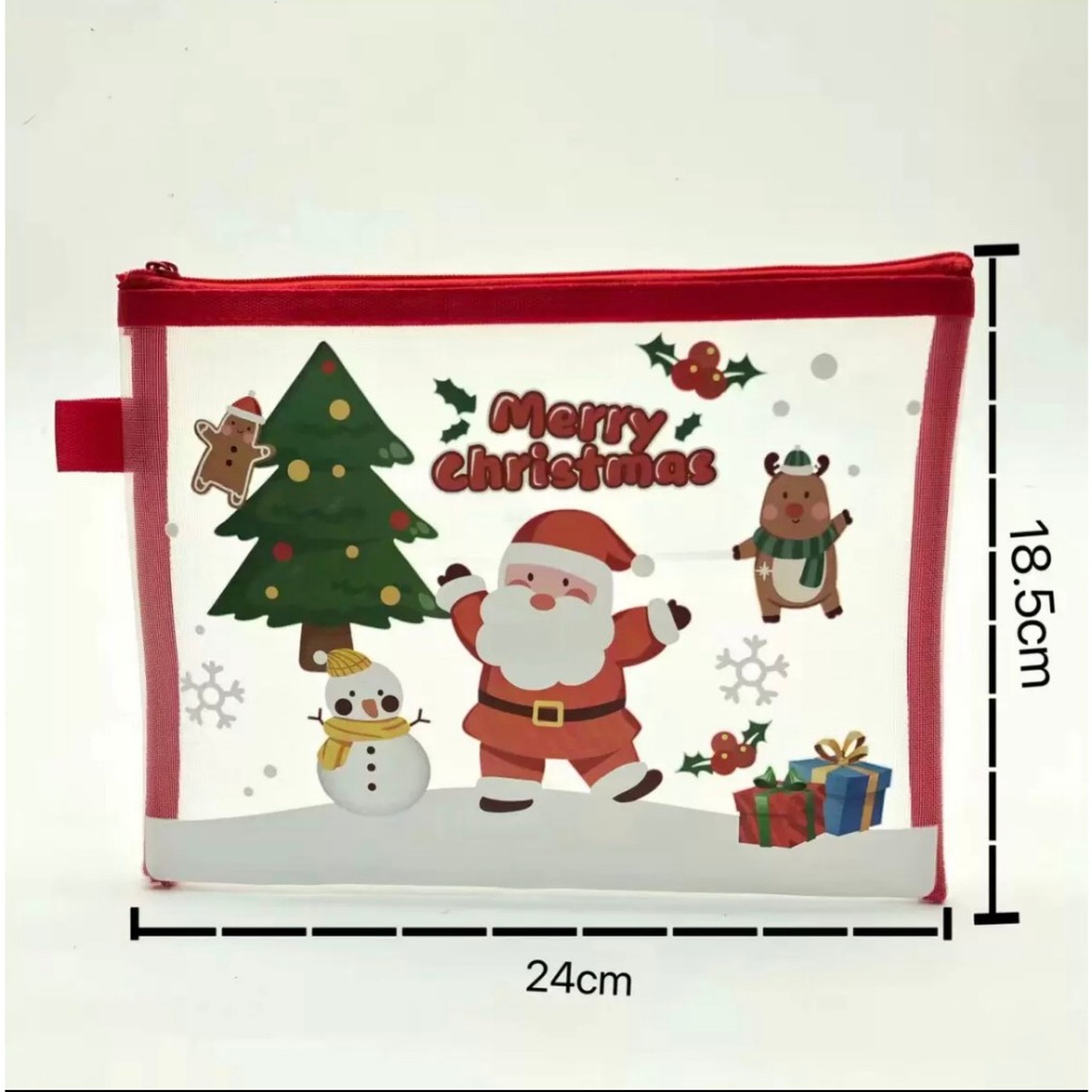 Túi lưới đựng bút họa tiết hình Noel - VPP Sao Mai T2011313
