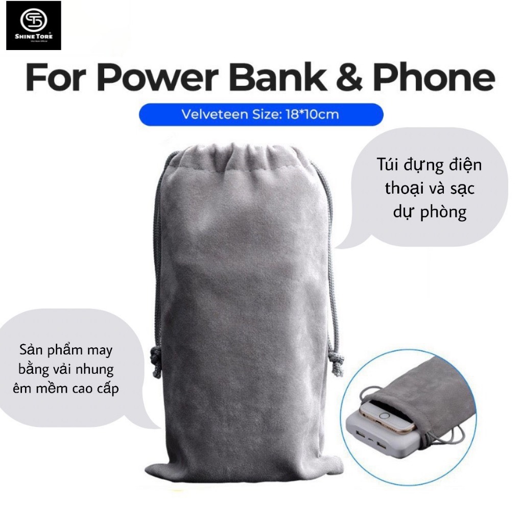 TÚI đựng điện thoại ,sạc dự phòng ,đựng chuột máy tính, vải nhung cao cấp SHINE TORE ST -181