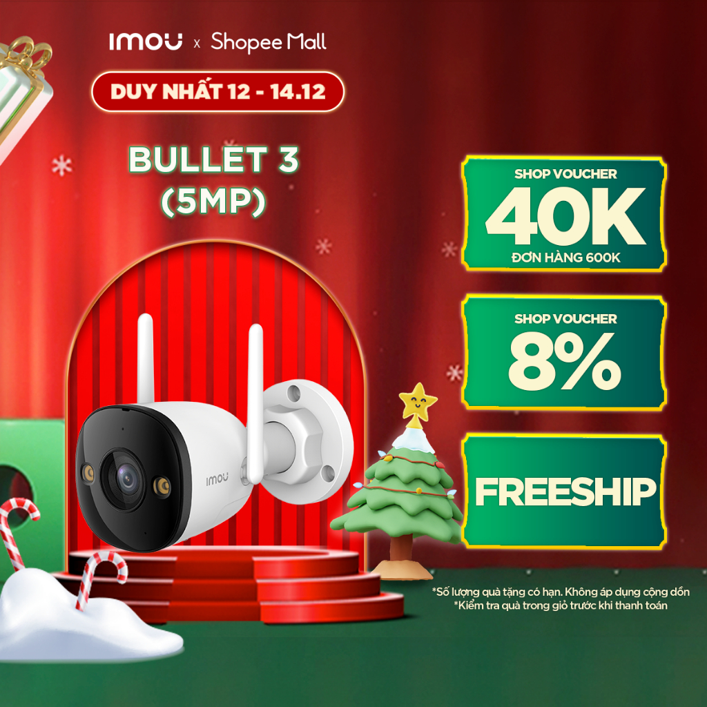 Camera Wifi ngoài trời Imou Bullet 3 (3MP) (5MP) I IPC-S3EP-3M0WE I Chống nước IP67 I Tích hợp kết nối Wi-Fi 6 I Bảo hàn