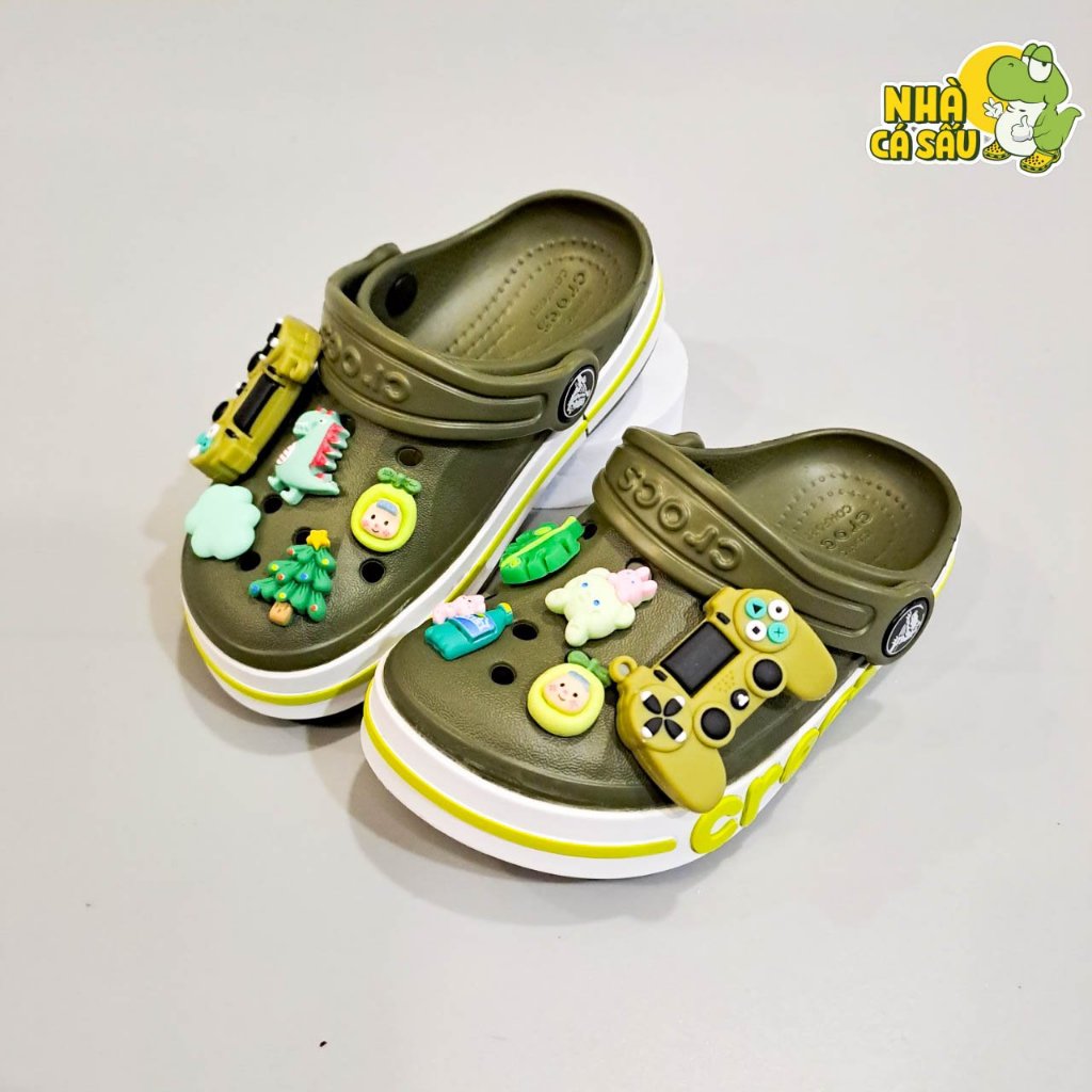 Dép cross bayaband cho bé trai bé gái chính hãng tặng jibbitz charms 3D loại đẹp, dép sục cross trẻ em baya Nhà Cá Sấu