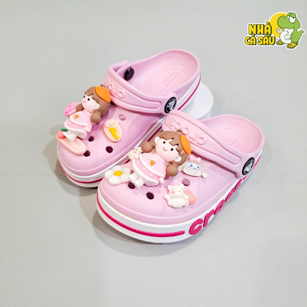 Dép cross bayaband cho bé trai bé gái chính hãng tặng jibbitz charms 3D loại đẹp, dép sục cross trẻ em baya Nhà Cá Sấu