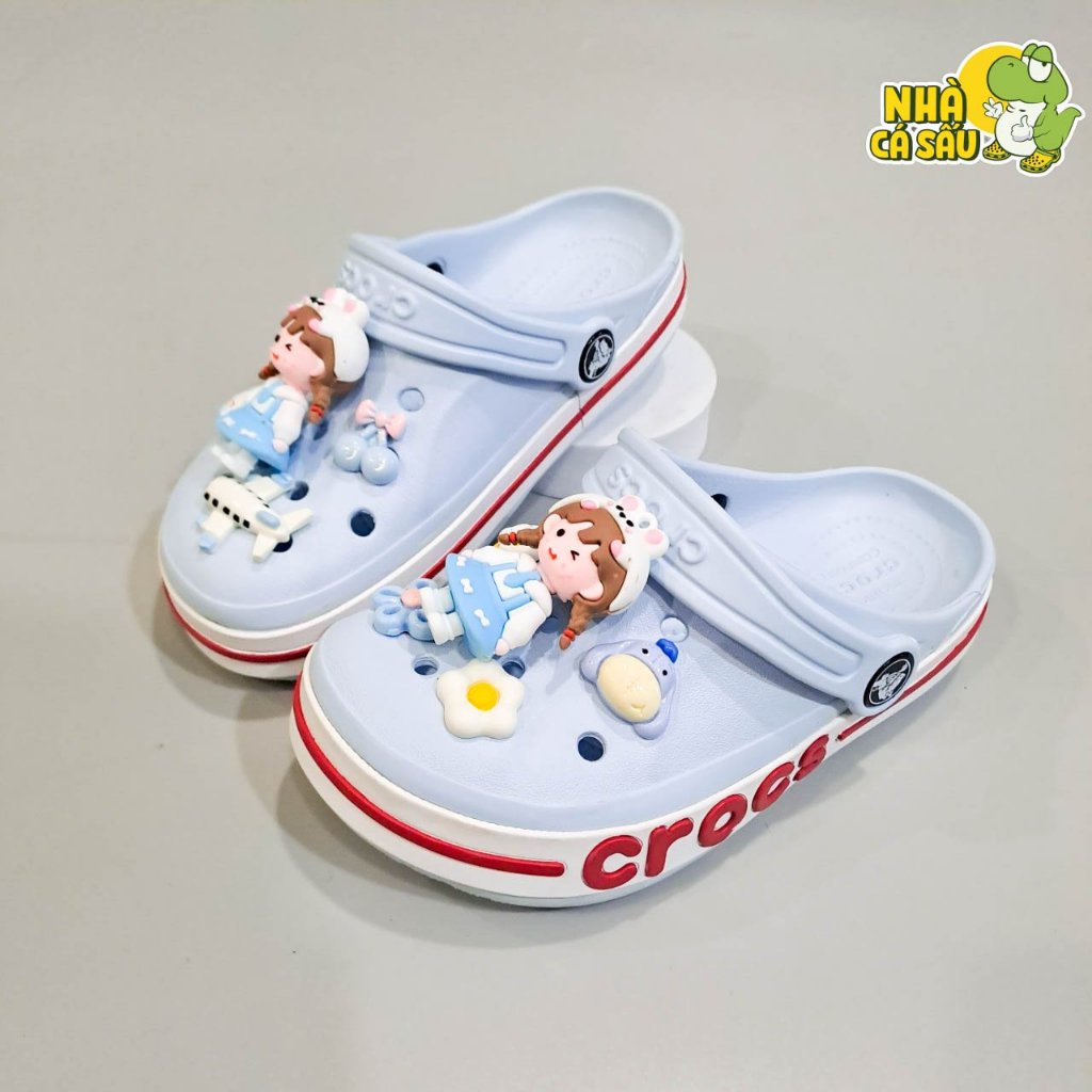 Dép cross bayaband cho bé trai bé gái chính hãng tặng jibbitz charms 3D loại đẹp, dép sục cross trẻ em baya Nhà Cá Sấu