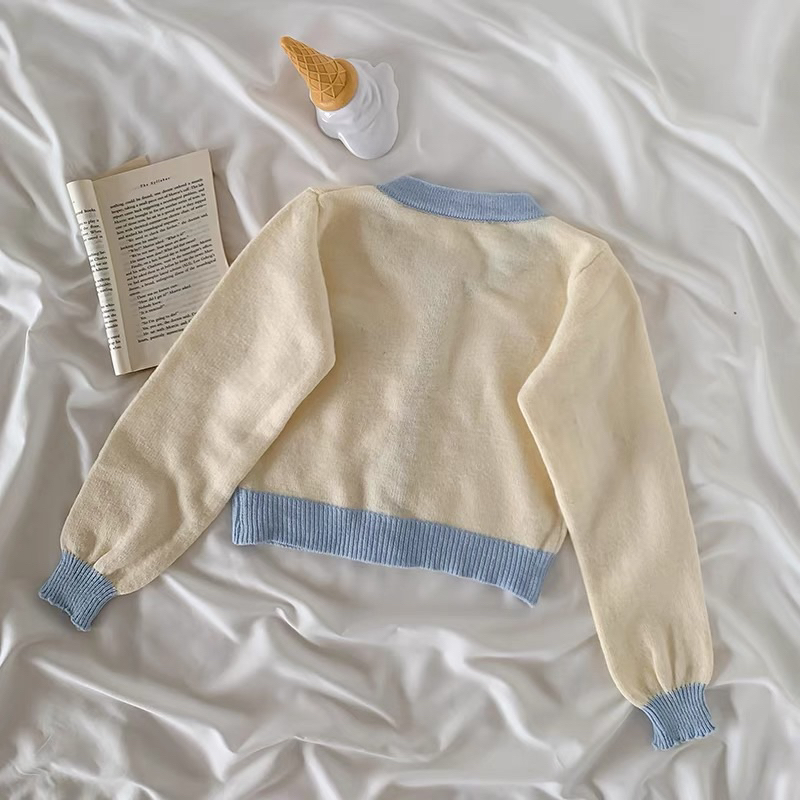 Set Áo Váy Dệt Kim Viền Xanh Đính Nút Xinh Xắn