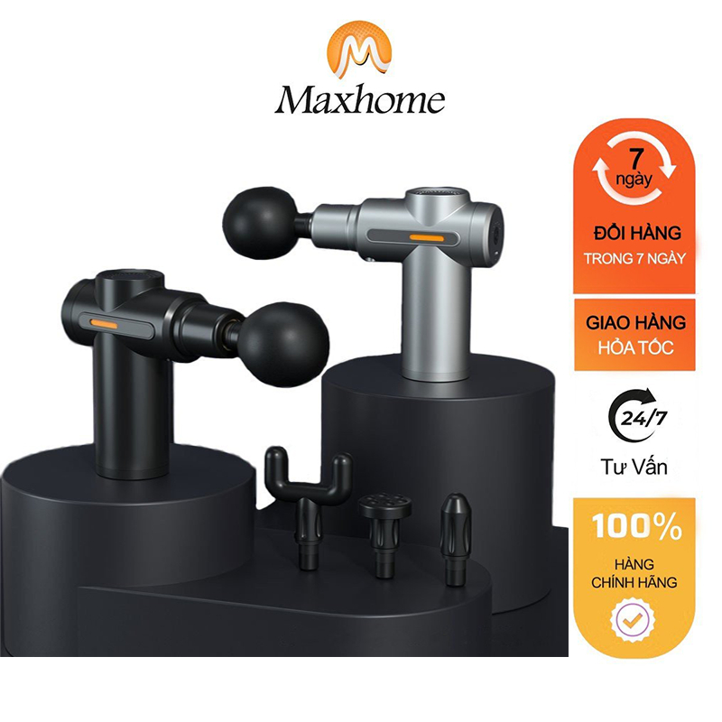 Súng Massage Cầm Tay Mini Toàn Thân 4 Đầu Mát Xa 6 Cấp Độ Đa Năng Máy Massage Cầm Tay Mát Xa Chân Tay Cổ Vai Gáy