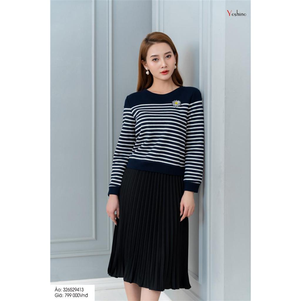 Sơ mi kẻ ngang tím than Yoshino