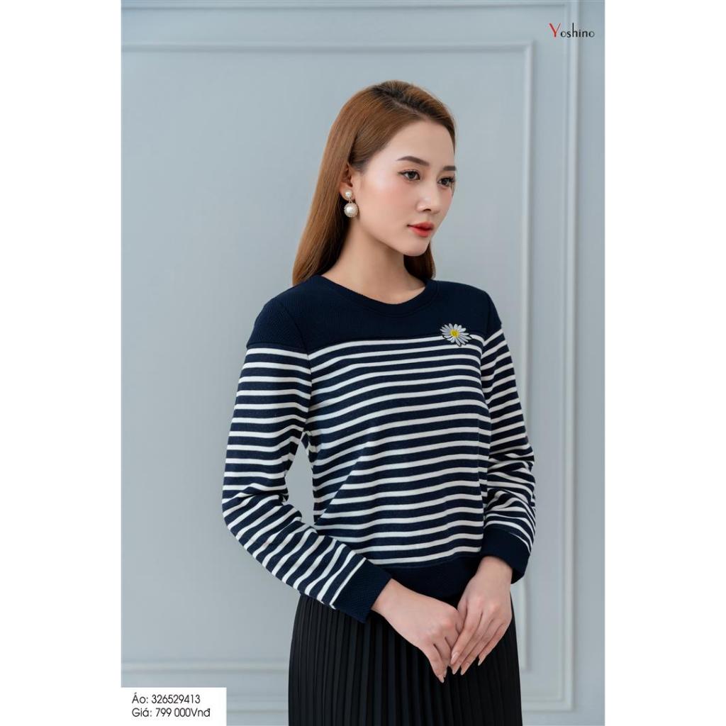 Sơ mi kẻ ngang tím than Yoshino