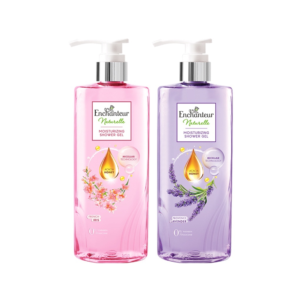 Sữa tắm dưỡng da Enchanteur Naturelle hương hoa Lavender/ Iris/ Rose 510gr/Chai