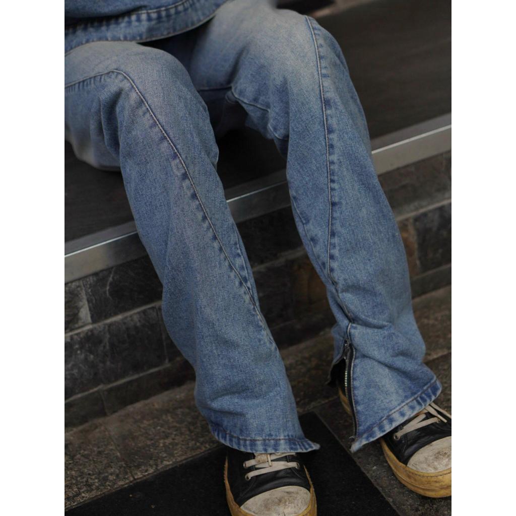 ZIPPER JEANS WASHED PANTS SS23 - Quần Jeans Khóa Xéo -  Hungocb Studio