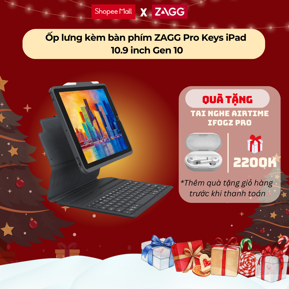 Ốp lưng kèm bàn phím ZAGG Pro Keys iPad 10.9 inch Gen 10