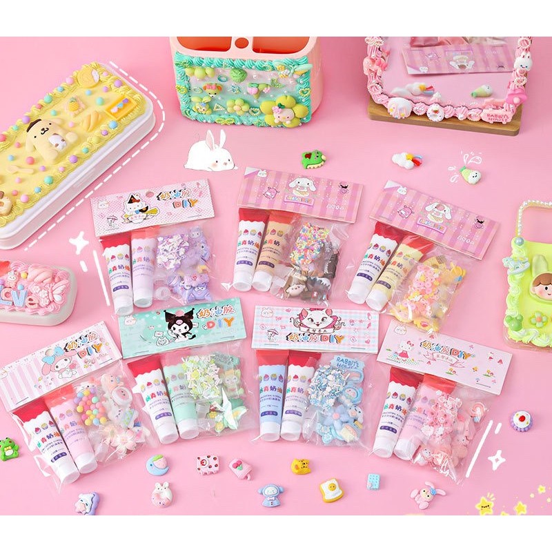 Set nguyên liệu làm móc khóa bằng kem keo(móc khóa, kem keo, charm phụ kiện)trang trí, thủ công dễ t