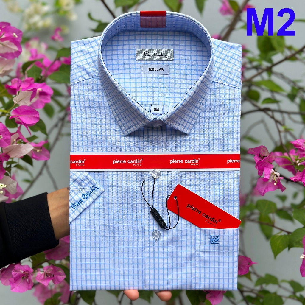 Áo Sơ Mi Nam, Sơ Mi Kẻ Xanh Trắng Nhỏ, Sơ Mi Nam Pierre Cardin Chính Hãng Hàng Xuất Dư Xịn Mẫu Hàn Quốc