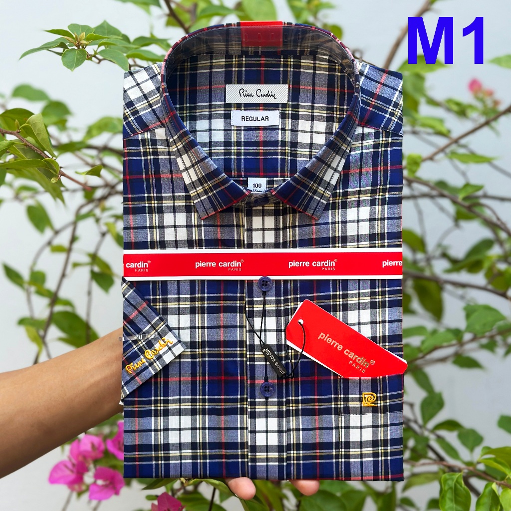 Áo Sơ Mi Nam, Sơ Mi Kẻ Xanh Trắng Nhỏ, Sơ Mi Nam Pierre Cardin Chính Hãng Hàng Xuất Dư Xịn Mẫu Hàn Quốc