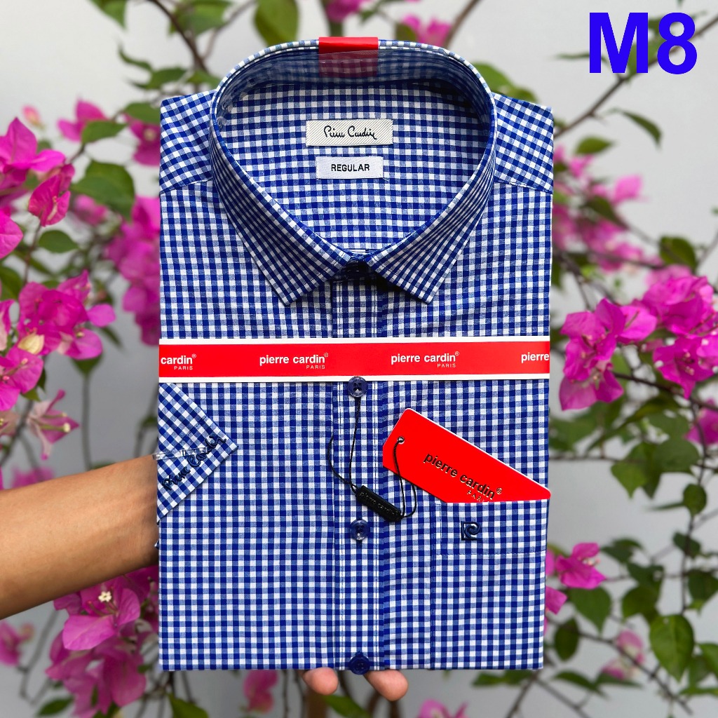 Áo Sơ Mi Nam, Sơ Mi Kẻ Xanh Trắng Nhỏ, Sơ Mi Nam Pierre Cardin Chính Hãng Hàng Xuất Dư Xịn Mẫu Hàn Quốc