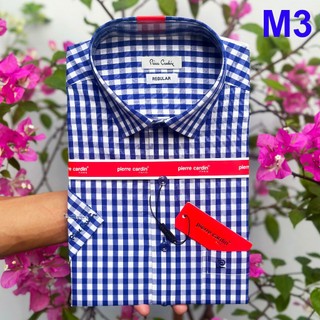 Áo Sơ Mi Nam, Sơ Mi Kẻ Caro Xanh Nhỏ, Sơ Mi Nam Pierre Cardin Chính Hãng Hàng Xuất Dư Xịn Mẫu Hàn Quốc