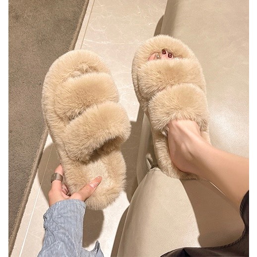 Dép bông đi trong nhà,Dép lông 2 quai lông mềm mịn êm chân tôn dáng nịnh chân cao 5cm