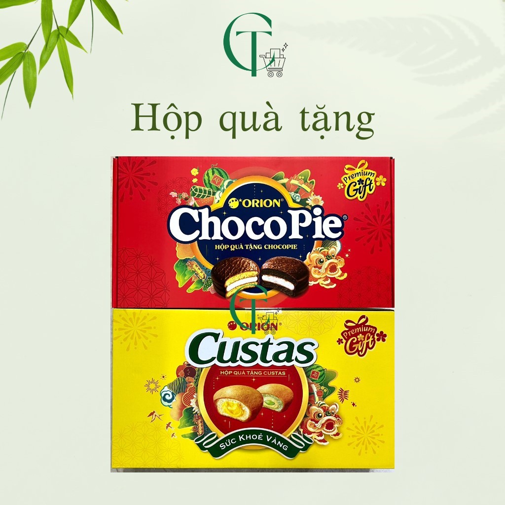Hộp quà tặng, hộp bánh Chocopie, Custas Tết (kèm túi xách)