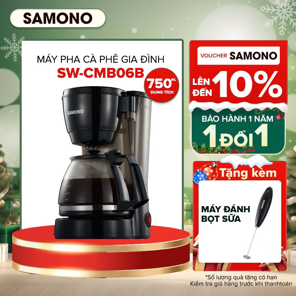(BH 1 Năm)Samono Máy pha cà phê/trà 750ml, chức năng giữ nhiệt, vòi tự ngắt chống rò rỉ, hộp chứa có thể tháo rời