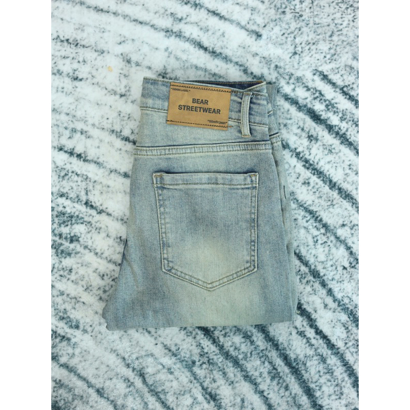 Quân jean nam streetwear cao cấp BEAR màu canh vàng form slimfit vải denim co giãn SK006