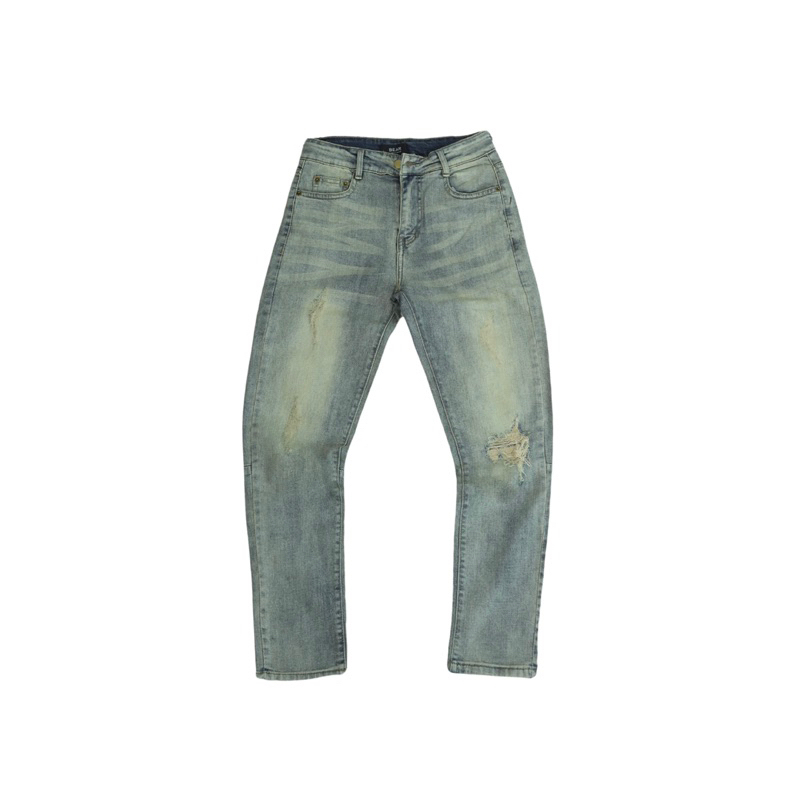 Quân jean nam streetwear cao cấp BEAR màu canh vàng form slimfit vải denim co giãn SK006