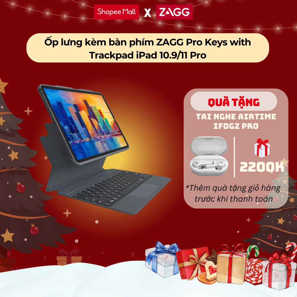 Ốp lưng kèm bàn phím ZAGG Pro Keys with Trackpad iPad 10.9/11 Pro
