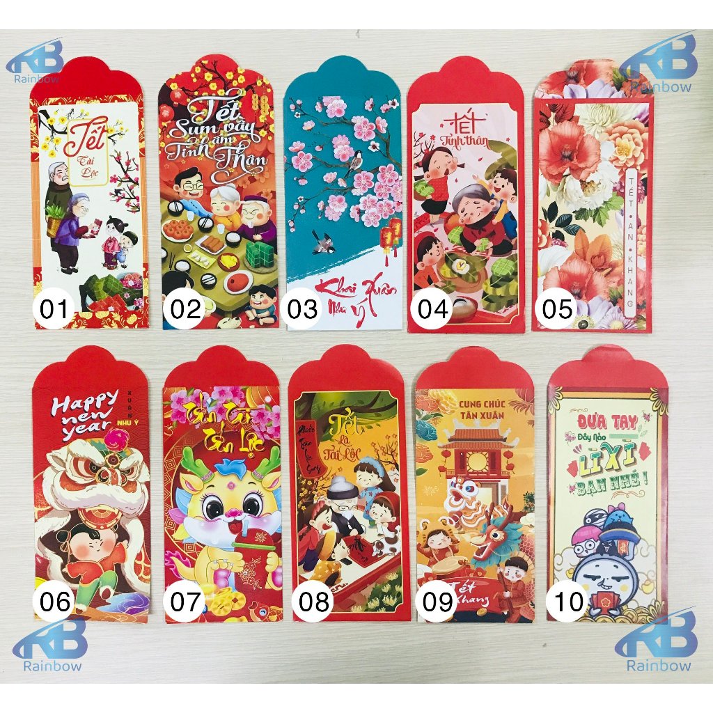 Xấp 10 Bao Lì Xì Tết 2024 Giáp Thìn Giá Sỉ Rẻ đẹp