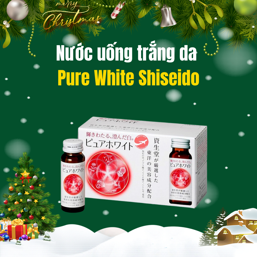 Nước uống trắng da Pure White Nhật Bản dạng nước mẫu mới - 1 hợp 10 lọ