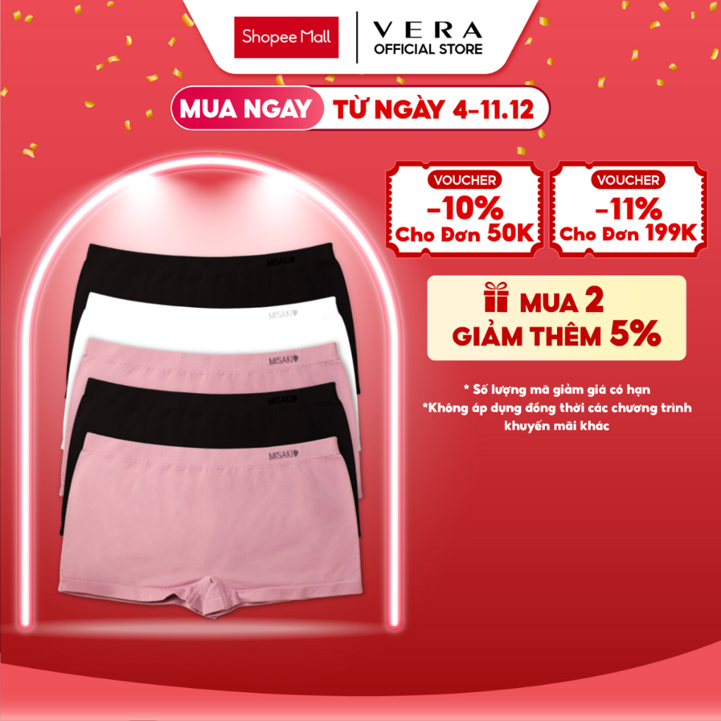 Combo 5 Quần lót Misaki seamless dáng boxer mặc trong váy - 9322