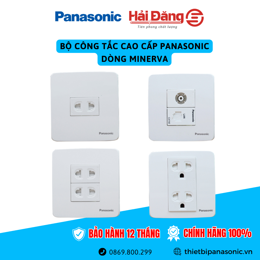 Bộ công tắc vuông cao cấp Panasonic dòng Minerva màu trắng