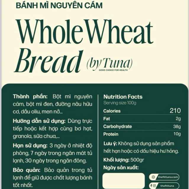 Bánh Mì Đen Nguyên Cám Healthy Eat Clean By Tuna