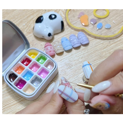 Khay chiết, đựng màu/gel vẽ kim loại 12 ô (màu hộp ngẫu nhiên)