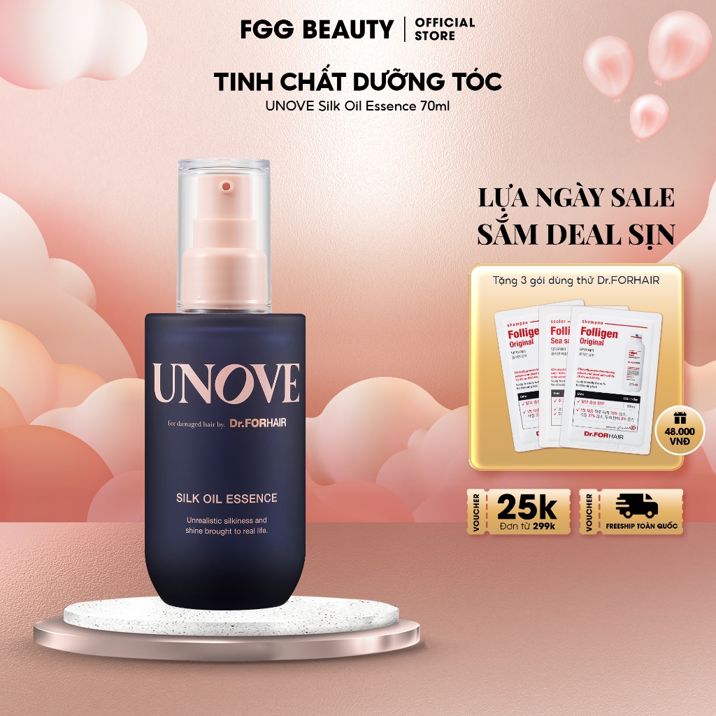 Tinh chất dưỡng tóc cao cấp UNOVE Silk Oil Essence giúp chăm sóc tóc khô và hư tổn 70ml