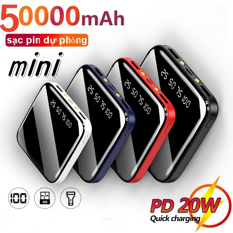 50000mAh Sạc Dự Phòng Tích Hợp 4 Cổng Sạc - Pin Dự Phòng Mini Màn Hình Led Bảo Hành 6 Tháng