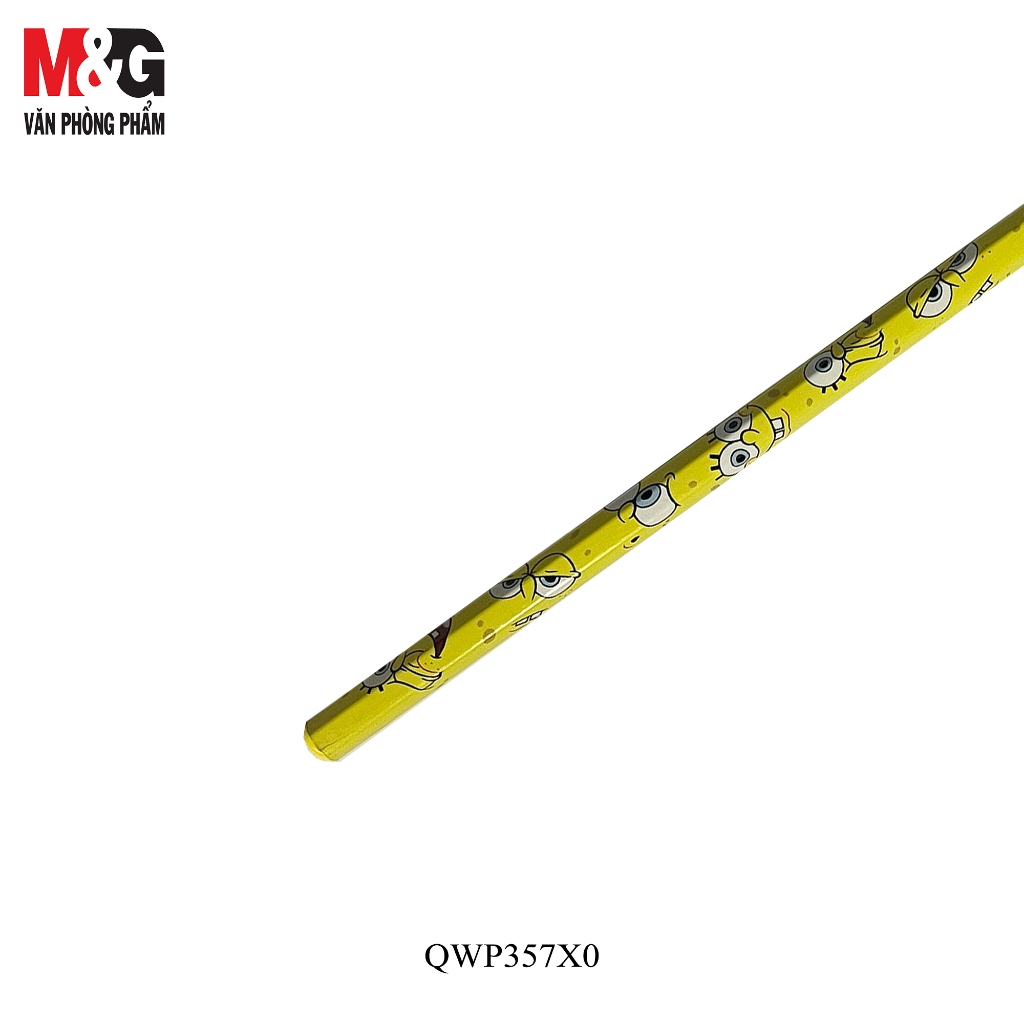 Chì chuốt 2B M&G QWP357X0 Thân màu vàng , có in hoạt hình Bọt Biển