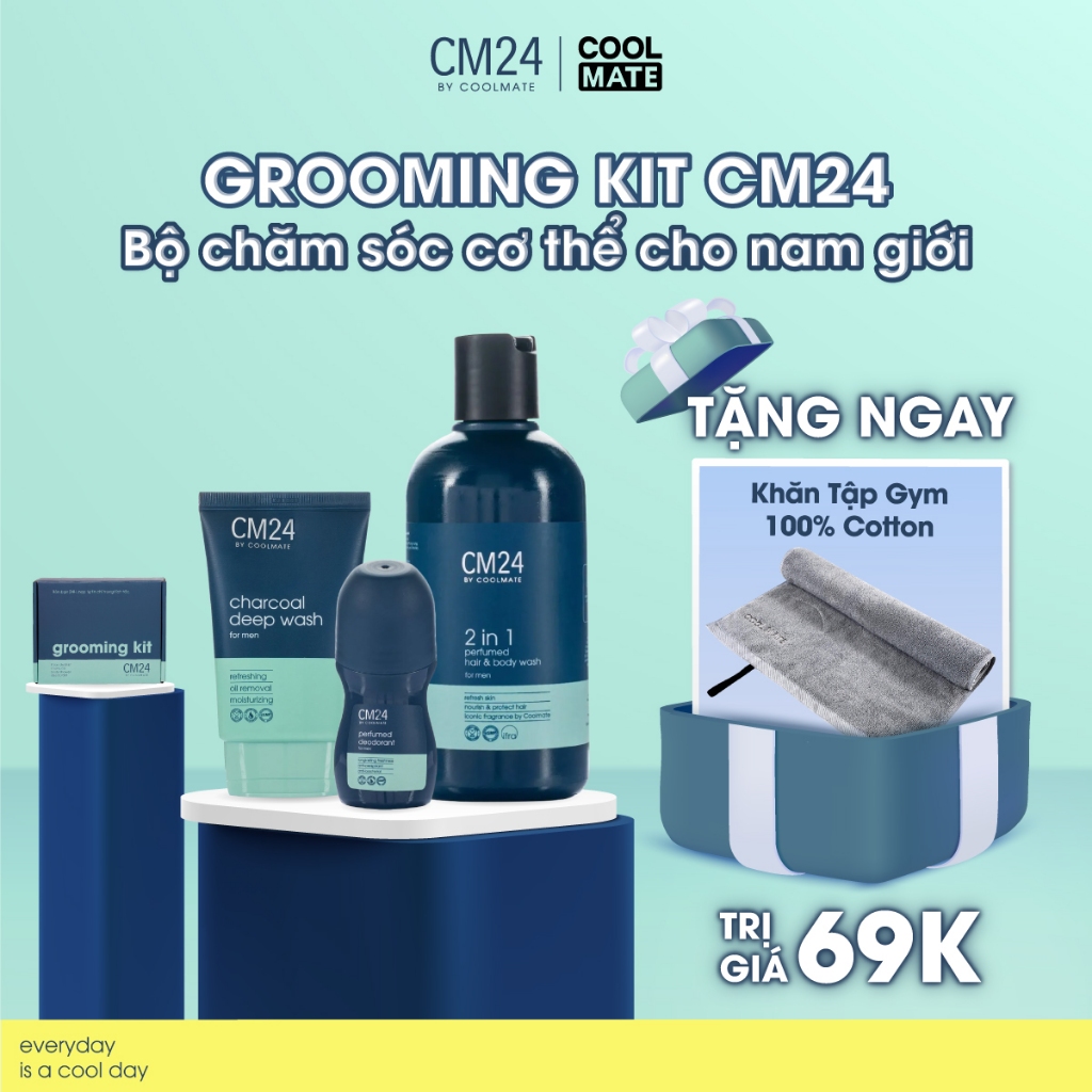 Grooming Kit - Bộ chăm sóc cơ thể cho nam (Tắm gội 2in1 180ml + Sữa rửa mặt 100ml + Lăn khử mùi 50g) - thương hiệu CM24