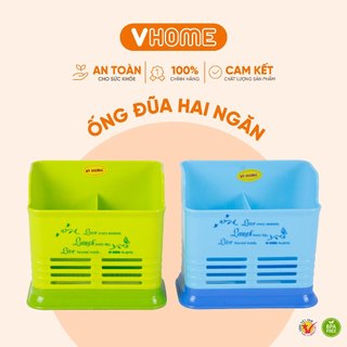 Ống đựng đũa muống, hộp đựng đũa 2 ngăn để bàn nhựa vĩ hưng