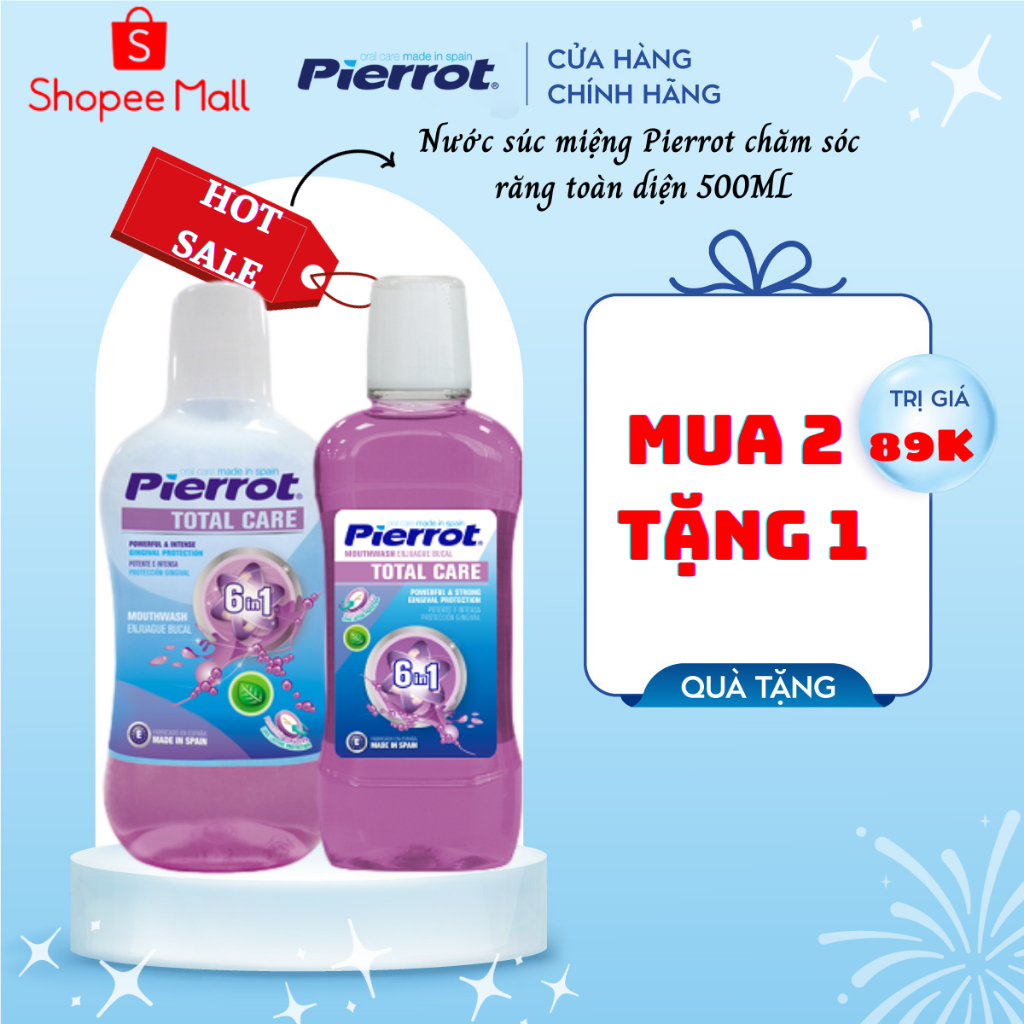 [MUA 2 TẶNG THÊM 1] Nước súc miệng chăm sóc răng toàn diện Pierrot 6 trong 1 500ml