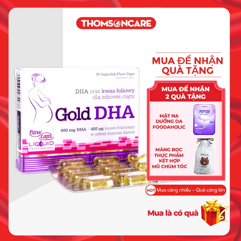 Chela Gold DHA - Bổ sung Axit Folic và DHA từ dầu cá cho bà bầu - giúp não bộ thai nhi phát triển tốt - Hộp 30 viên