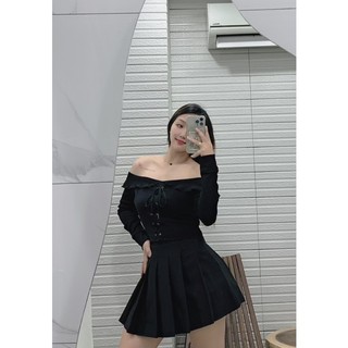 B264- áo trễ vai bèo đan dây