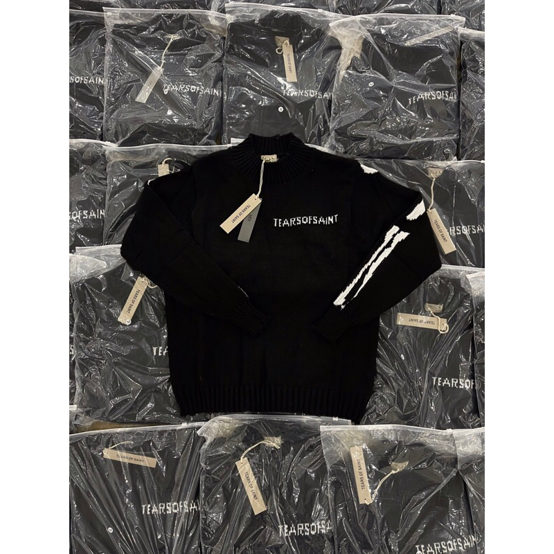 ⚡️[Hight Quality] - Sweater Saint - Áo Len Tears Of Sanit Dệt Kim Hình Xương Wash Rách Nhẹ 2023Ss Ch