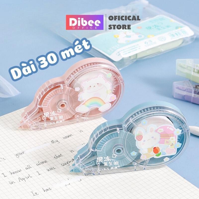 Bút xóa băng kéo DiBee, dài 30 mét, set 4 băng kéo dạng film cao cấp, lõi dày, che phủ tốt, nhiều màu dễ thương BX40