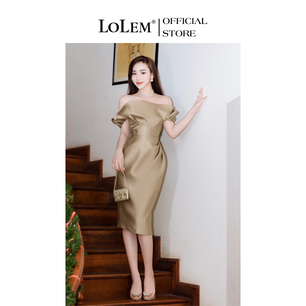 Đầm body cúp ngực hở lưng LOLEM DO263 form bút chì chất tafta mềm mịn