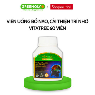 Viên Uống Bỗ Não Vitatree Tăng Tuần Hoàn Não, Cải Thiện Trí Nhớ Ginkgo Plus 6000 With Q10 50mg