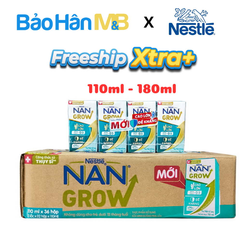 Sữa pha sẵn Nan Grow Nestle - Phát triển toàn diện - Thùng 110ml, 180ml