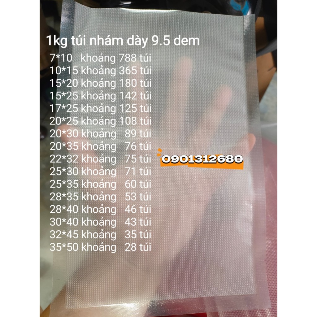 HỎA TỐC_200gram Túi hút chân không 1 mặt nhám 1 mặt trơn không kén máy