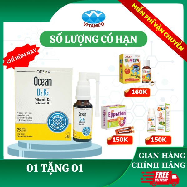 Ocean Vitamin D3 Spray 400IU - Hỗ Trợ Tăng Cường Hấp Thu Canxi