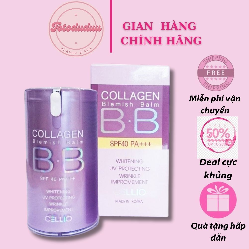 Kem nền trang điểm chống nắng BB Cream Collagen, làm mờ vết thâm, vết nhăn, làm căng, trắng sáng da