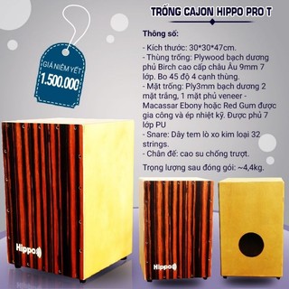 Trống cajon hippo pro t new 2024 | tặng bao đựng | đệm ngồi