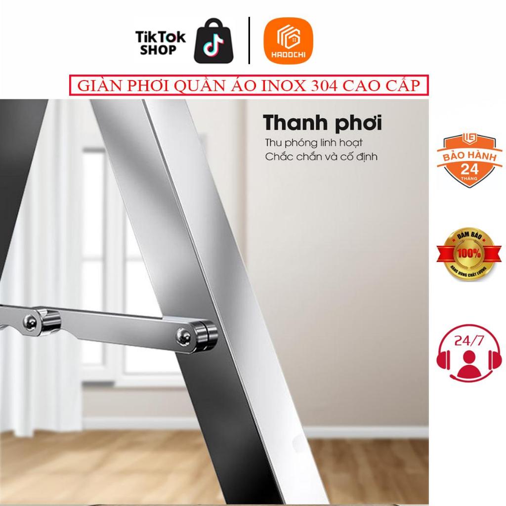 Giàn Phơi quần áo khung chữ X Hadochi loại sào treo đồ thông minh, giá phơi gấp gọn có bánh xe tiện di chuyển