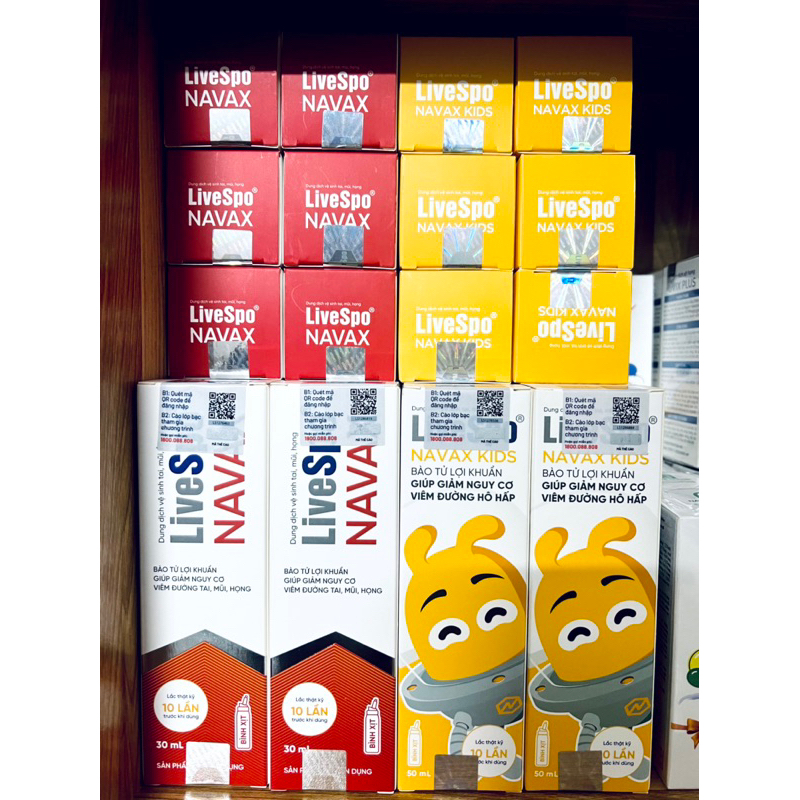 LiveSpo NAVAX bình xịt nước muối sinh lý chứa 30 tỷ bào tử lợi khuẩn mũi họng vệ sinh hàng ngày
